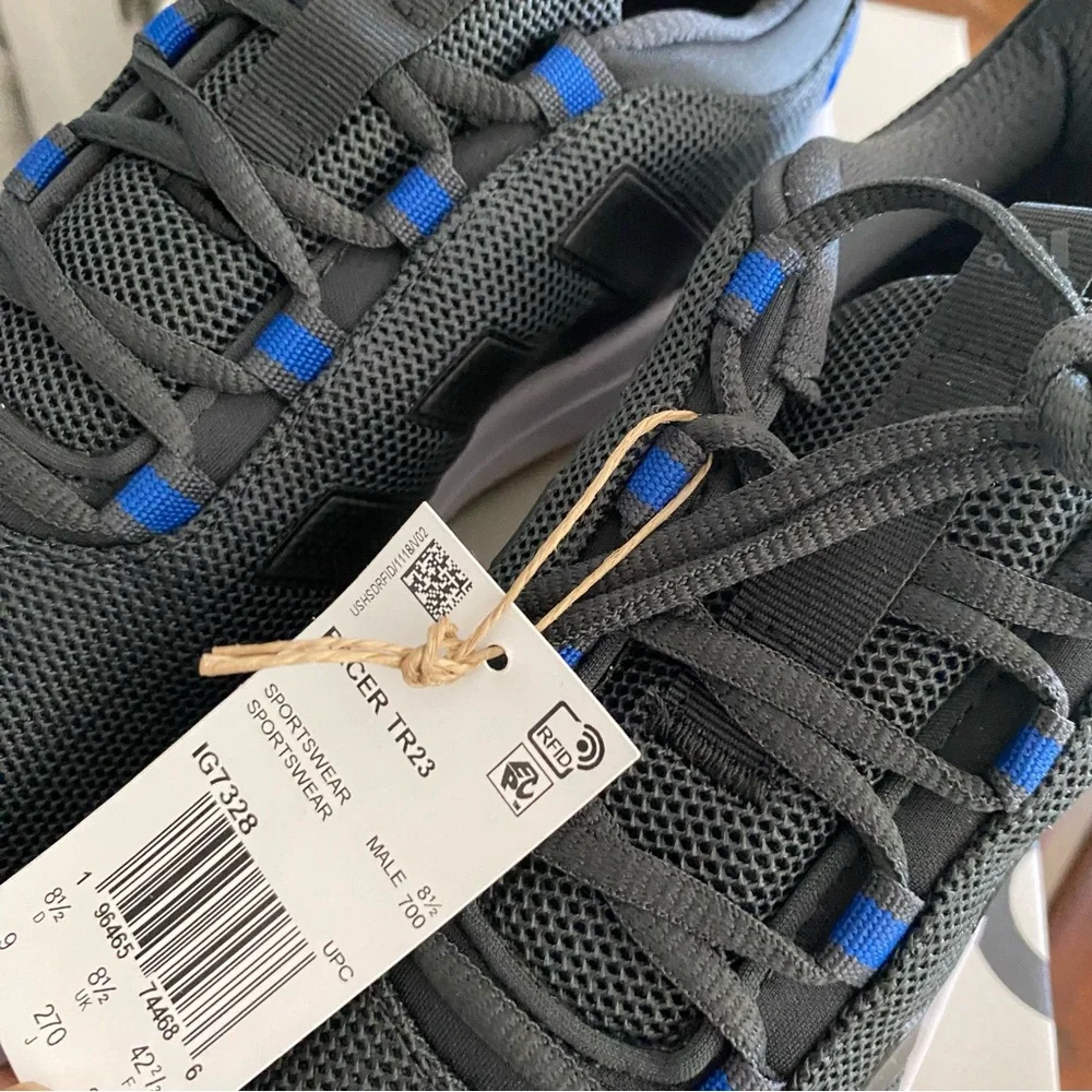 Adidas Racer TR23 Sneaker Running Shoes Men's Size 9 Carbon Black Royal Blue NEW